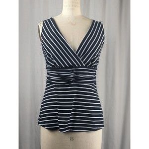 White House Black Market Black White Horizontal Stripe Sleeveless Top Size S